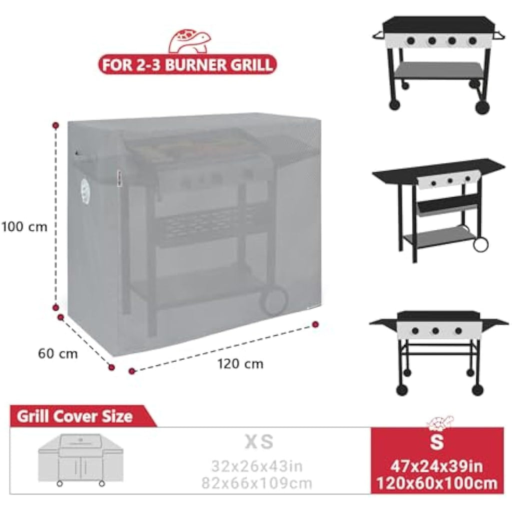 Turtle Life 46 Inch BBQ Grill Cover – Waterproof Heavy Duty Grey