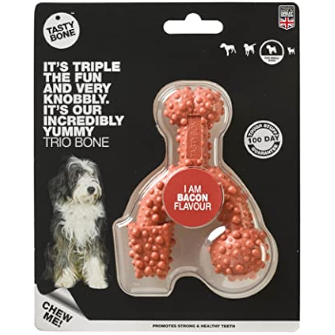 TastyBone TrioBone Nylon Dog Chew Toy for Aggressive Chewers – Bacon