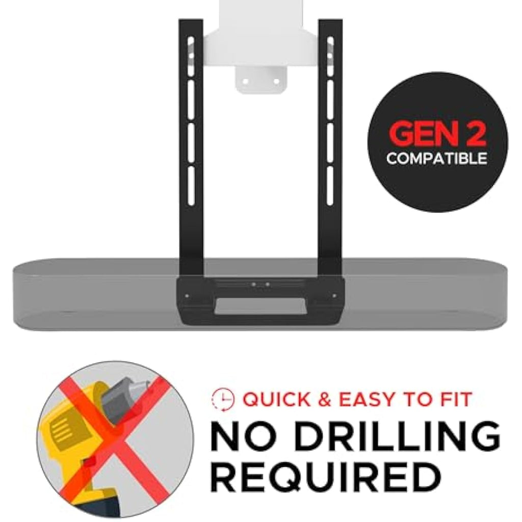 Soundbass TV Mount for Sonos Beam Gen 1 & 2 | VESA Bracket, Black