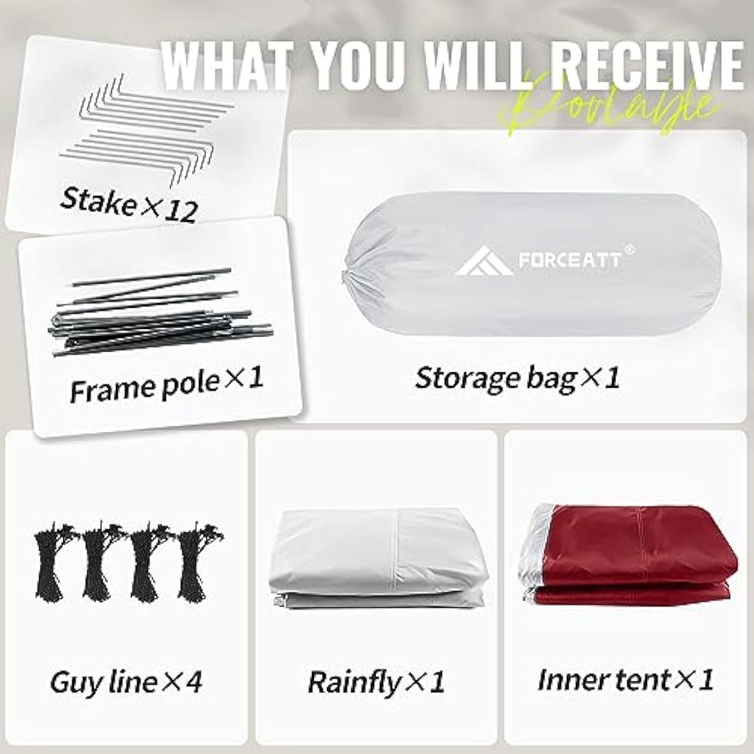 Forceatt 3-Person Backpacking Tent | Waterproof Lightweight Hiking Tent