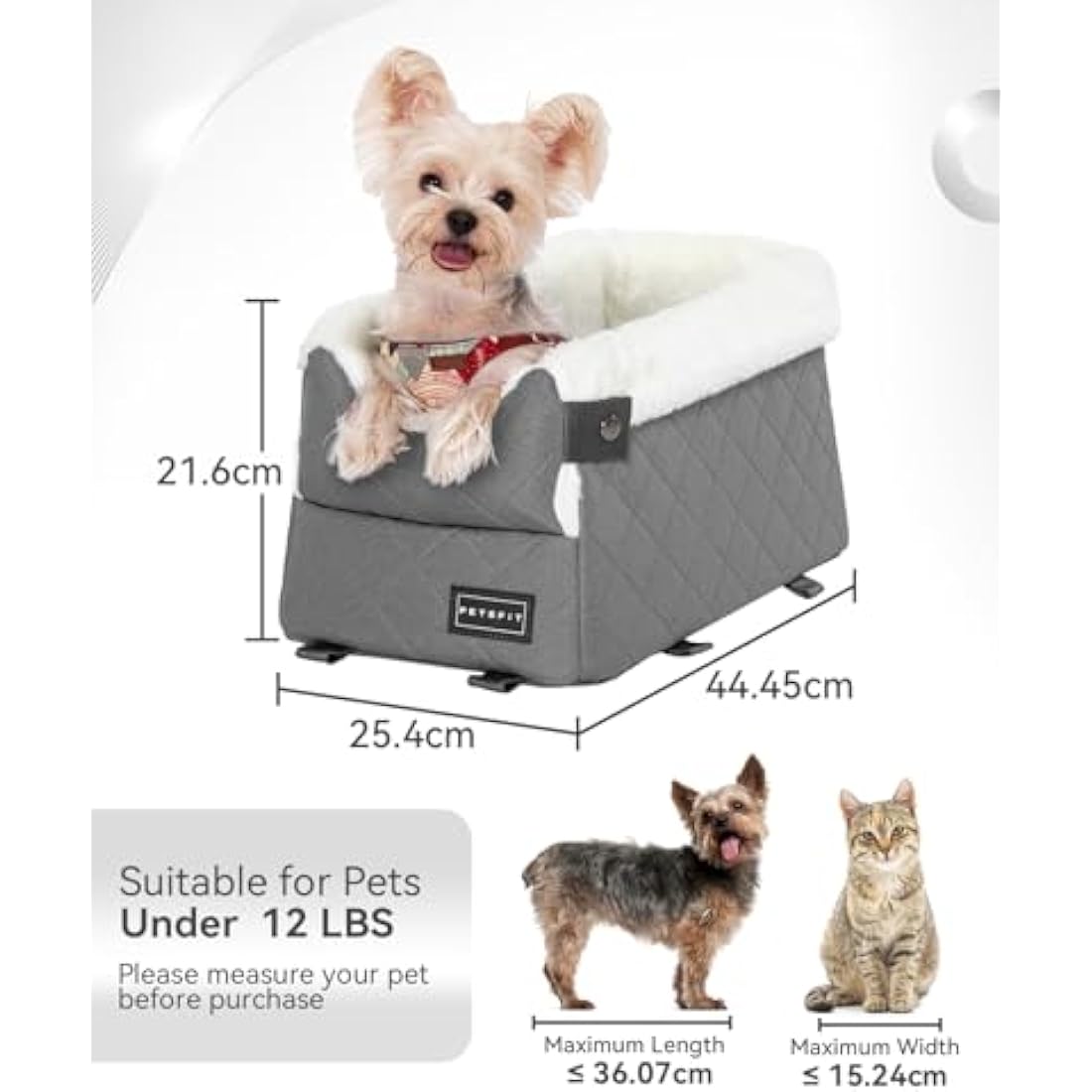 Petsfit Center Console Dog Car Seat – Small Pet Booster with Safety Hooks