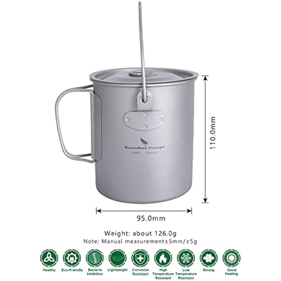 Boundless Voyage 750ml Titanium Pot | Ultralight Camping Mug Set
