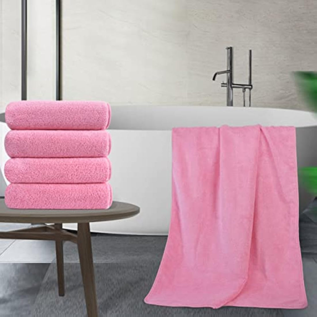 Polyte Quick Dry Microfibre Bath Towels - 76 x 145 cm, 4 Pack (Pink)