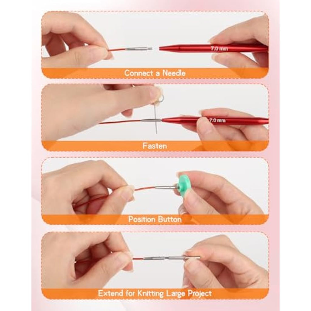 Aeelike Interchangeable Circular Knitting Needles Set | 13 Pairs, 3-10mm