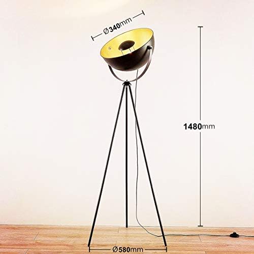 Osasy Retro Tripod Floor Lamp – Vintage Black & Gold Metal Studio Light