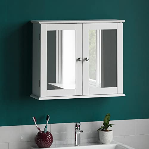 Bath Vida Priano Mirrored Bathroom Cabinet | 2 Door Wall Mounted White
