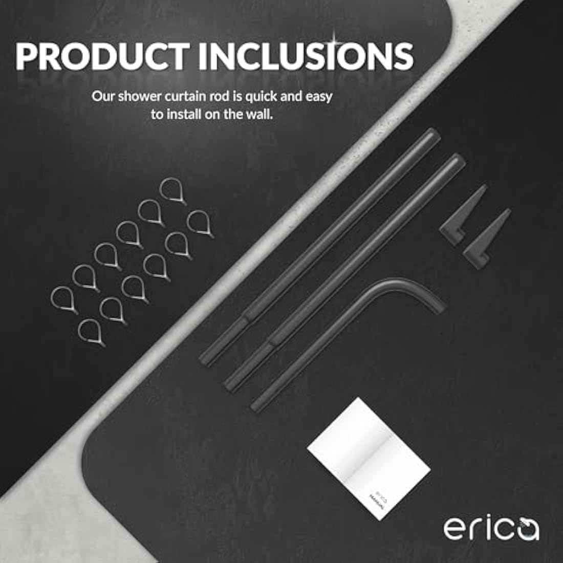 L-Shaped Shower Curtain Rail | Black Steel Curved Pole