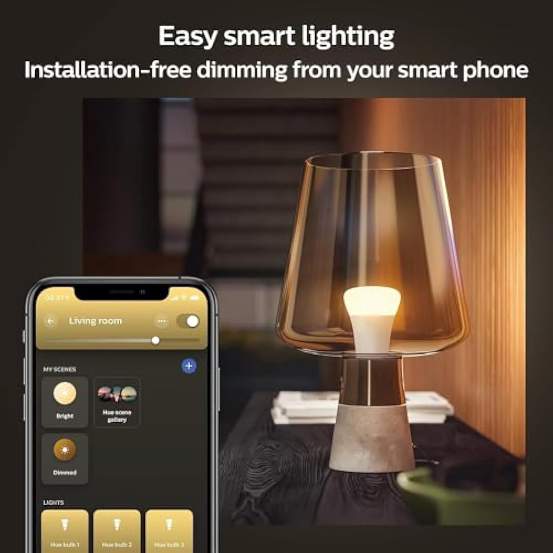 Philips Hue White Smart LED Bulb 4-Pack | E27 Edison Screw | 800lm