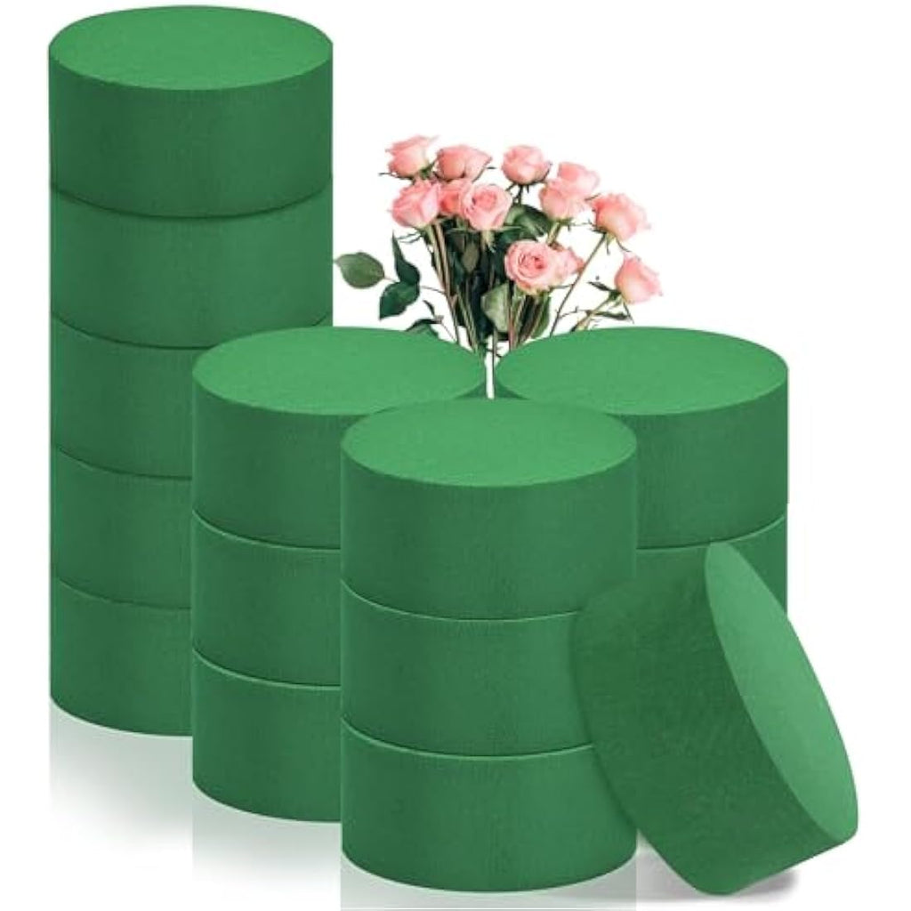 Jolof Store Round Floral Foam Blocks – 15Pcs Green Flower Sponge Set