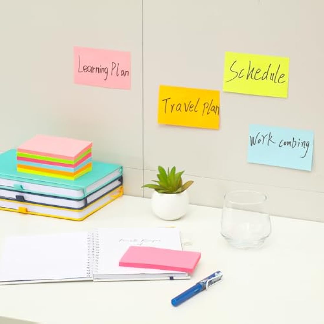 Large Sticky Notes | 3x5 Inch Neon Self-Stick Pads, 6 Pack