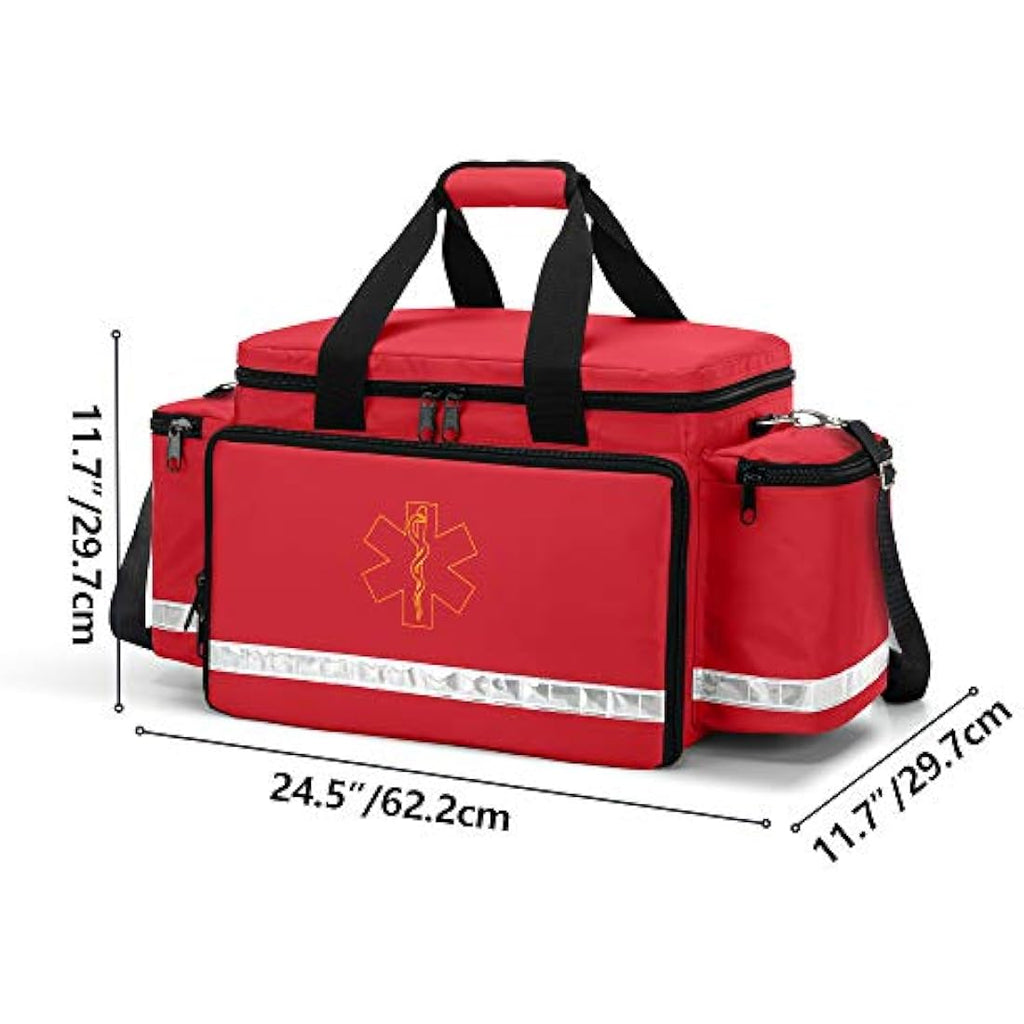 Trunab Large Emergency Trauma Bag – Professional EMT Medical Bag, Red