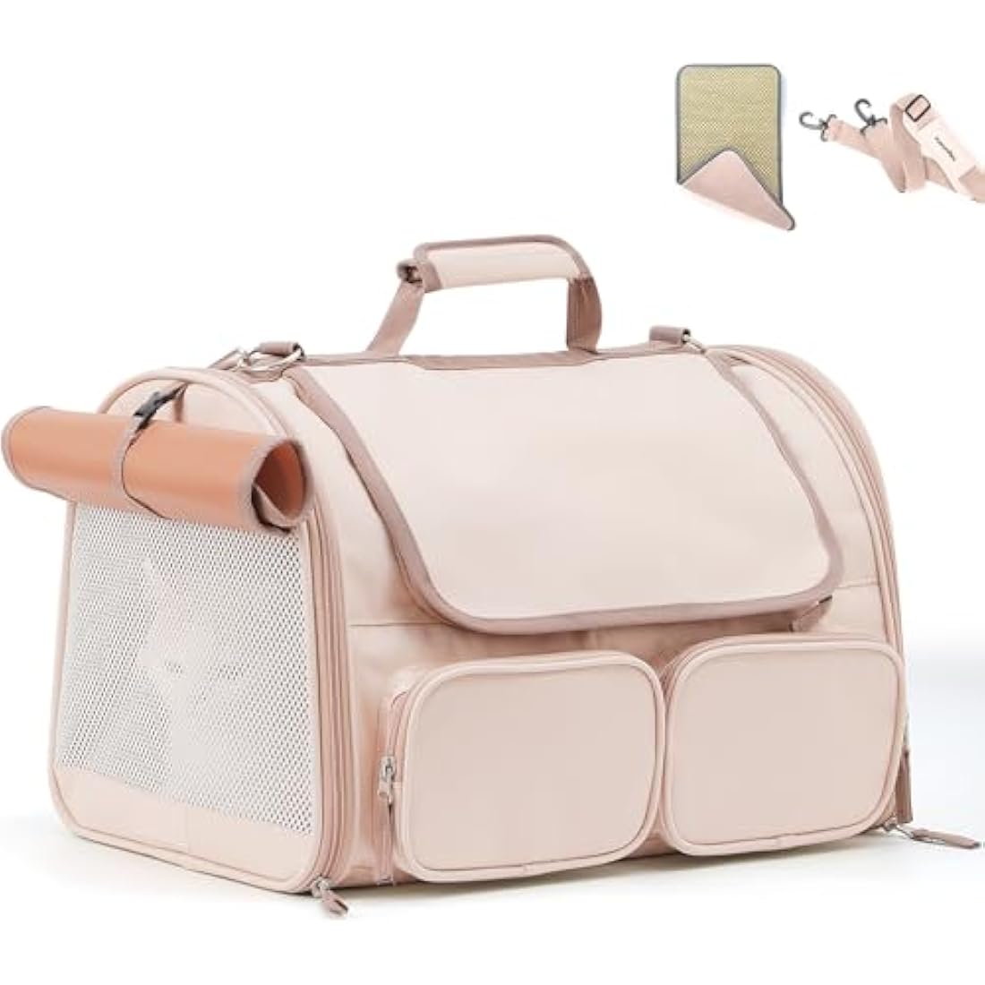 FUKUMARU Airline Approved Cat Carrier – Foldable Pet Travel Bag, Pink