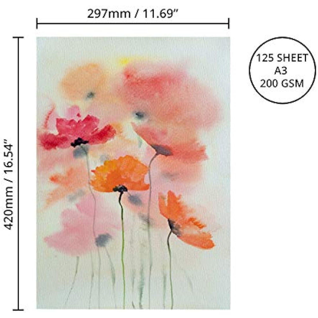 Belle Vous A4 Watercolour Paper - 125 Sheets 200 GSM Acid-Free White