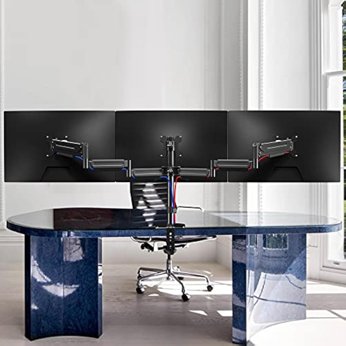 Jolof Store Triple Monitor Mount – Gas Spring Arm for 17-27 Inch Screens