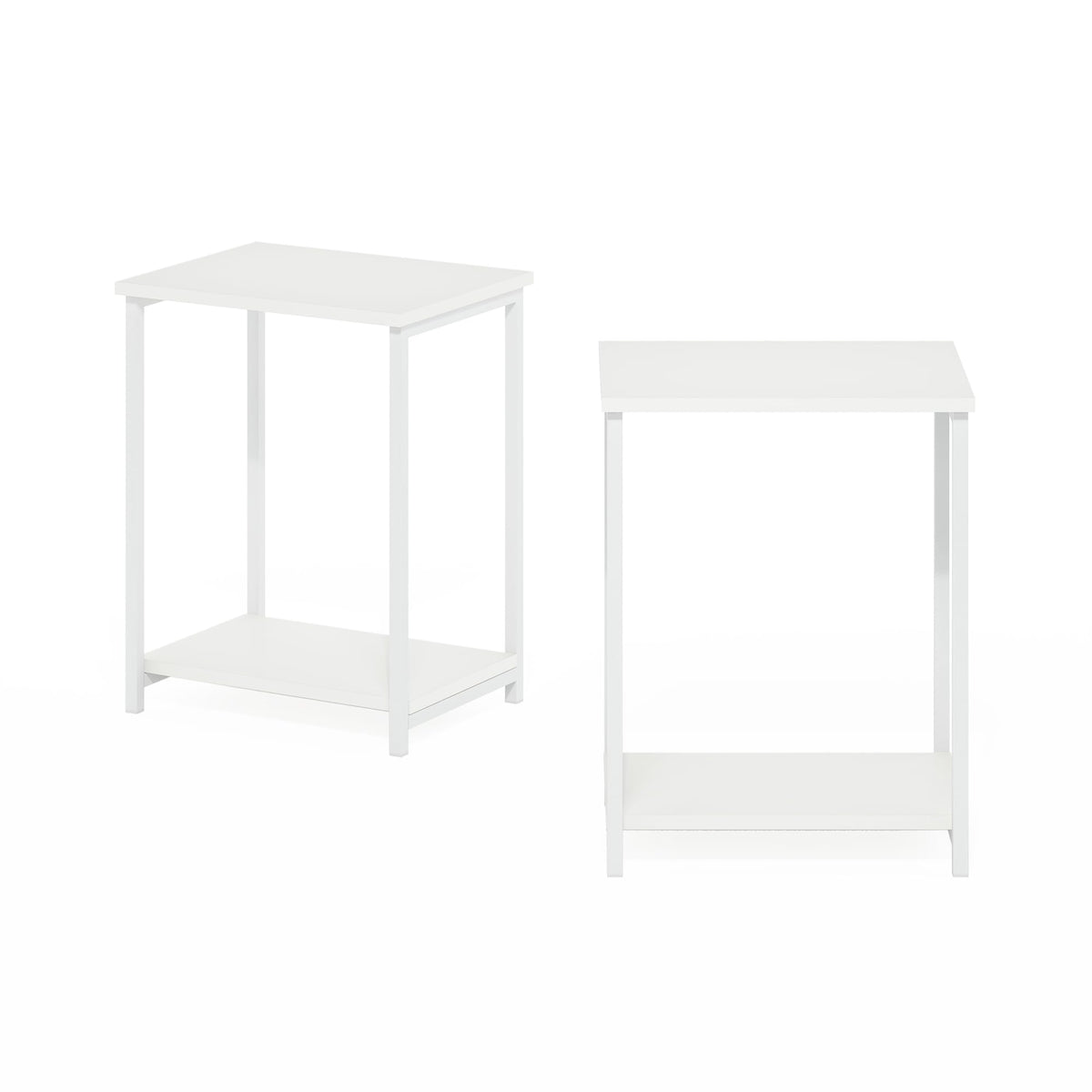Furinno SIMPLISTIC Side Table Set of 2, 2-Tier Metal Frame End Table with Open Shelf, Night Stand, Bedside Table, for Living Room, Bedroom, White - image 5