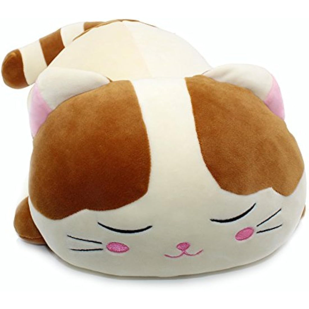 Vintoys Brown Sleeping Cat Hugging Pillow - 23.5" Soft Plush Stuffed Animal