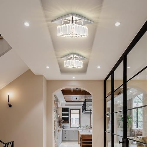 Jolof Store Mini Square Crystal Chandelier – Dimmable LED Ceiling Light