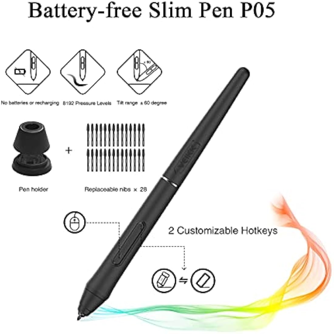 VEIKK VK640 Graphics Drawing Tablet – 6x4 Inch Pad with Battery-Free Pen