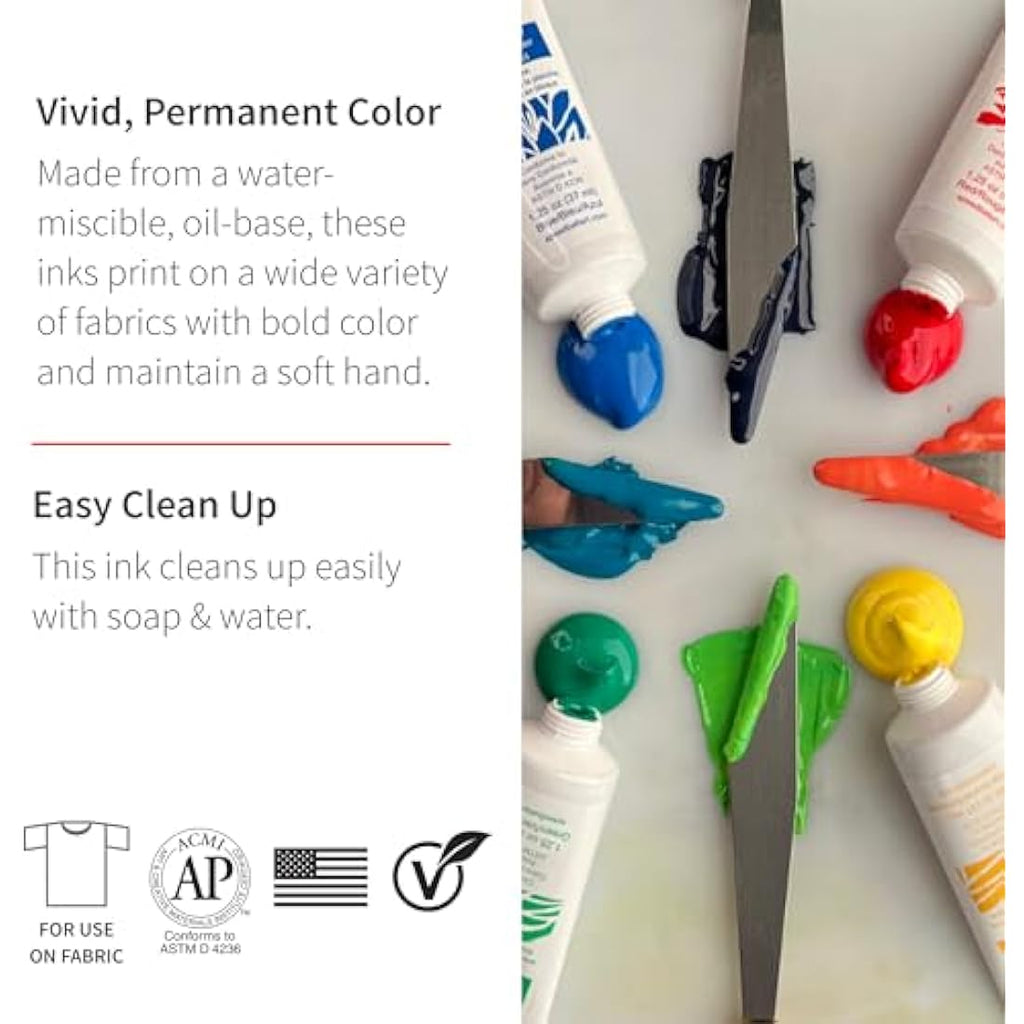 Speedball Fabric and Paper Block Printing Ink Set - 6 Colors, 1.25oz