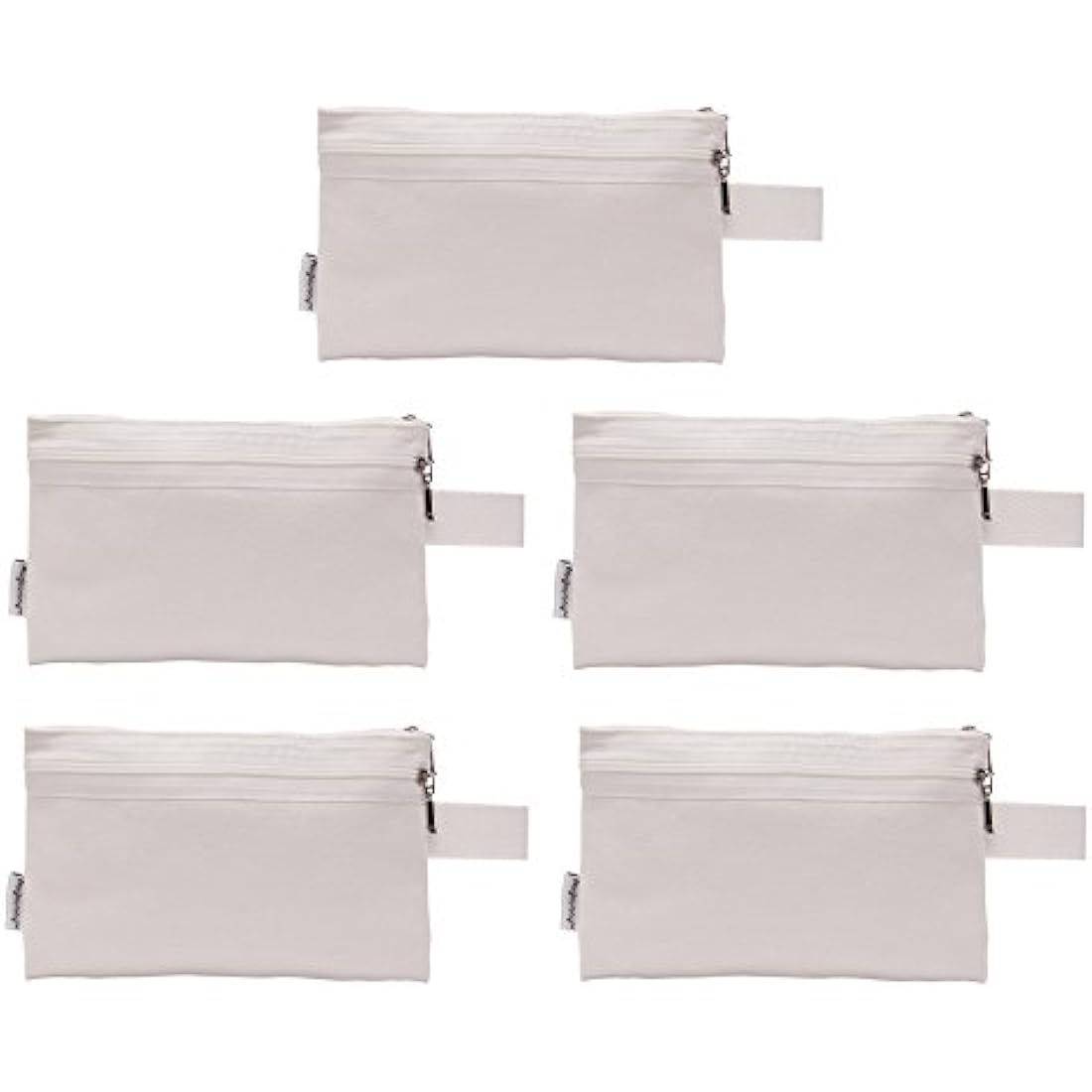 Augbunny 100% Cotton 16oz Canvas Zipper Makeup Pouch - White (5-Pack)