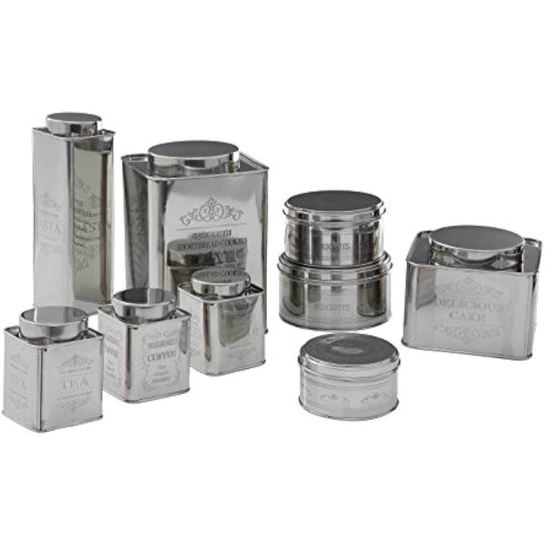 Jolof Store Stainless Steel Coffee Tea Sugar Canister Set – Grey