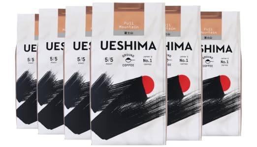 Ueshima Fuji Mountain Ground Coffee – Bold & Intense Dark Roast, 6 x 200g