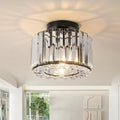 Modern Crystal Ceiling Light – Black Semi Flush Mount Lamp