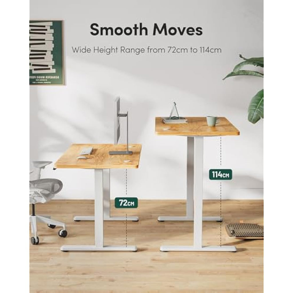 FEZIBO Electric Standing Desk | 60x120cm Light Brown Wood Grain
