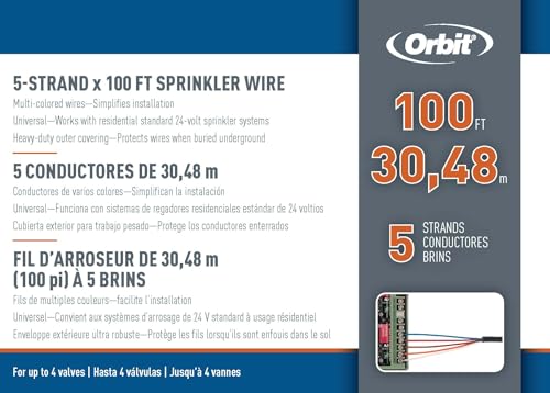 Orbit 100' Sprinkler Wire – 18-Gauge UV-Resistant Underground Cable