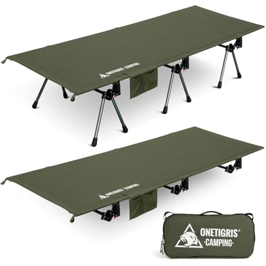 OneTigris SUPRANUBIS Camping Cot | Height Adjustable Folding Bed – Green