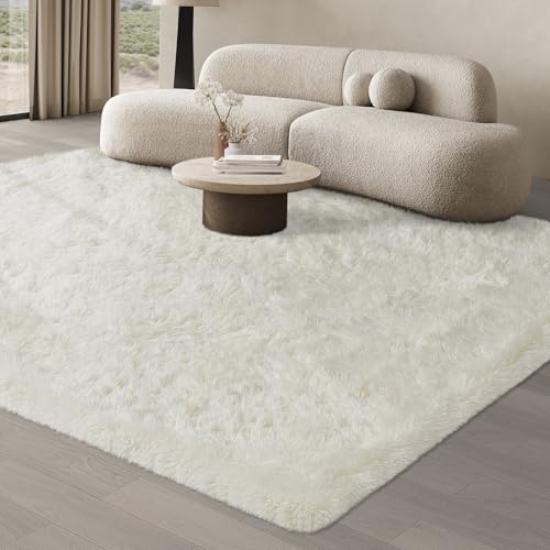 JOJOSEE Cream Area Rug – 200x300cm Soft Fluffy Shaggy Living Room Carpet