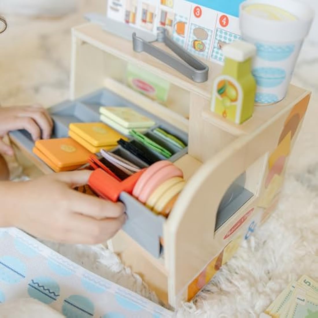 Melissa & Doug Wooden Sandwich Counter - 52pc Pretend Play Food Kitchen Set