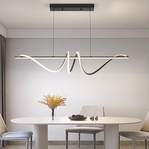 Mikeru 120cm Modern LED Pendant Light | Dimmable Black Spiral Chandelier