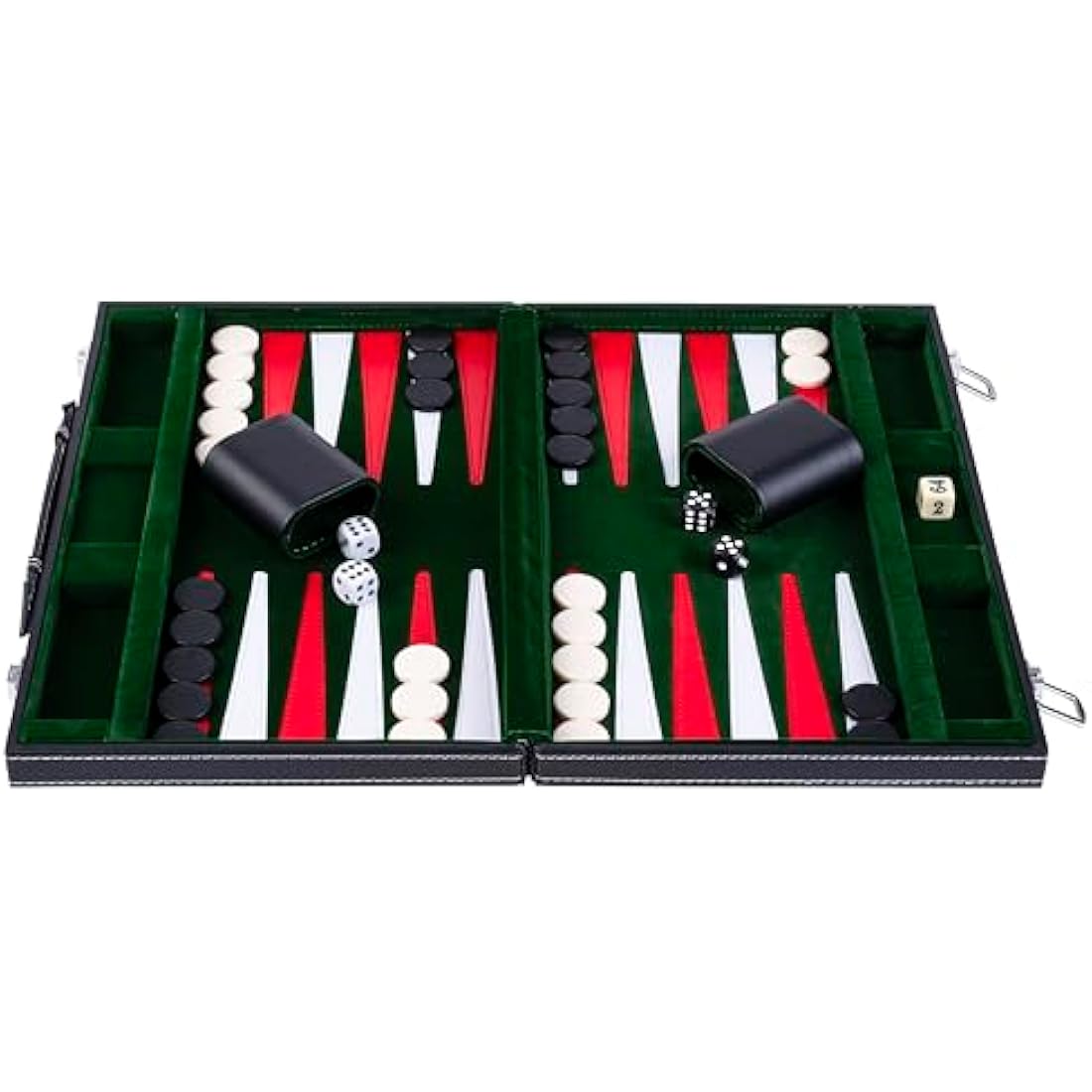 Engelhart Wooden Backgammon Set – 15 Inch Travel Case with Inlaid Felt