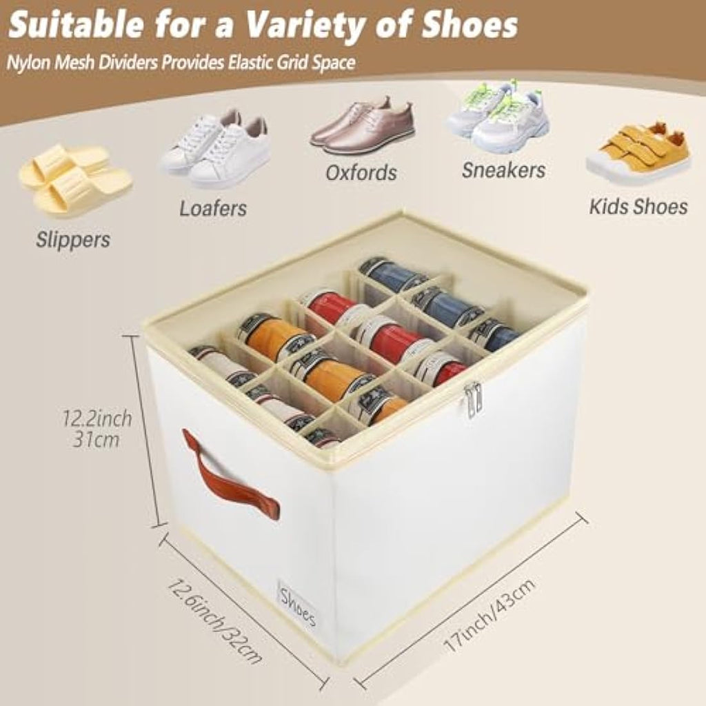 Patinao 2-Pack Shoe Storage Box Organiser – 24 Cell Stackable Closet Bin