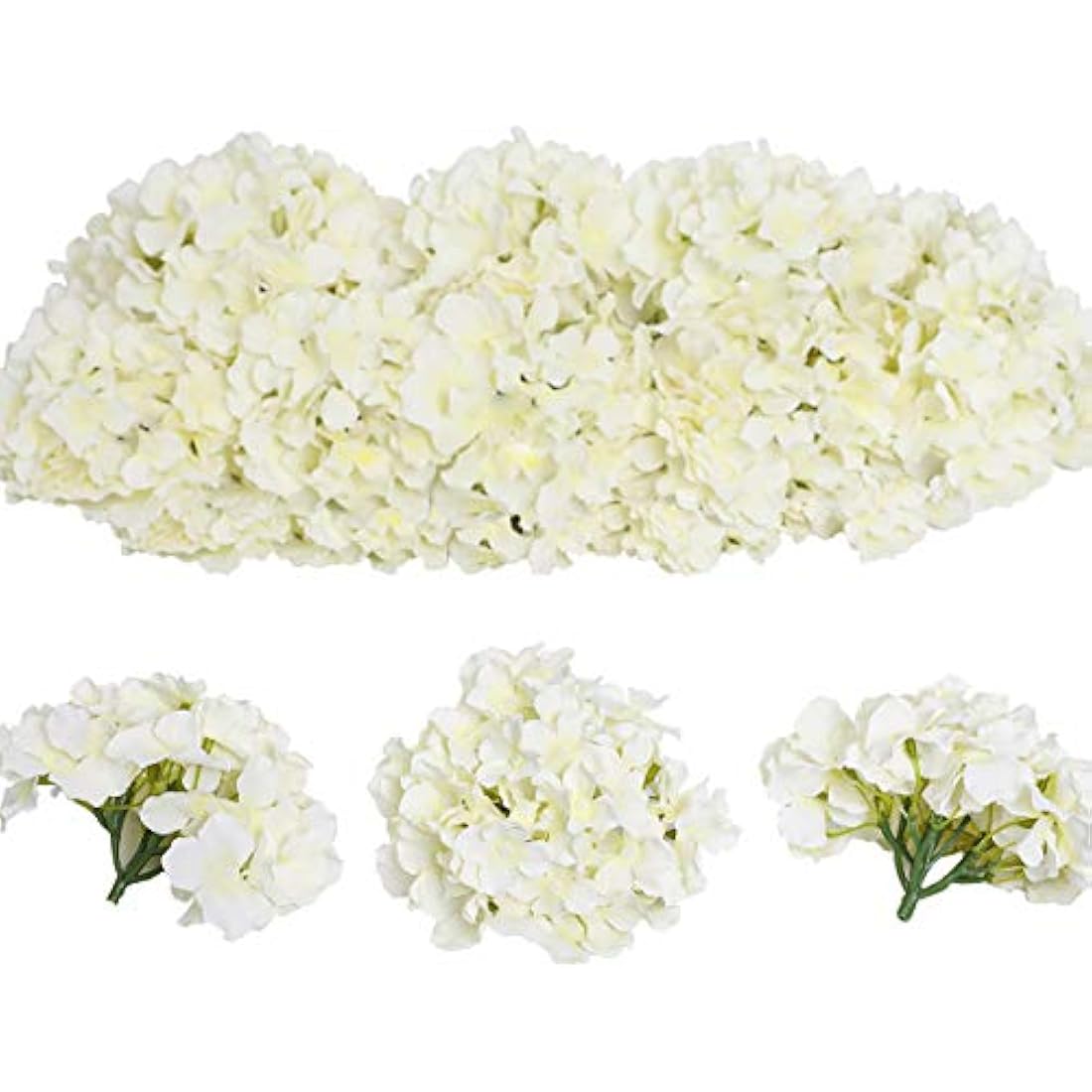 Tifuly 12Pcs Artificial Silk Hydrangeas – Realistic Cream White Flowers