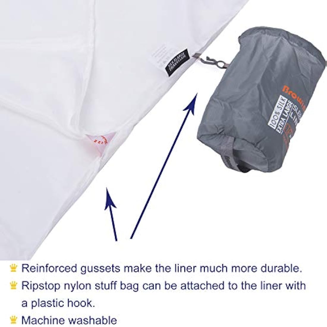 BROWINT Mulberry Silk Sleeping Bag Liner | Extra Wide Travel Sheet