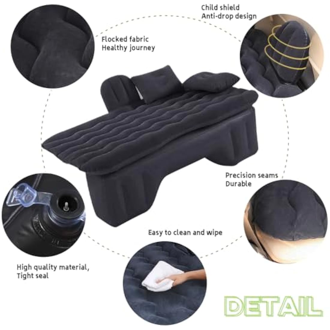 Jolof Store Inflatable Car Mattress – Black Flocking Bed for SUV & MPV