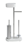 WENKO Rivazza 5-in-1 Toilet Brush Holder & Roll Stand – White Stainless Steel