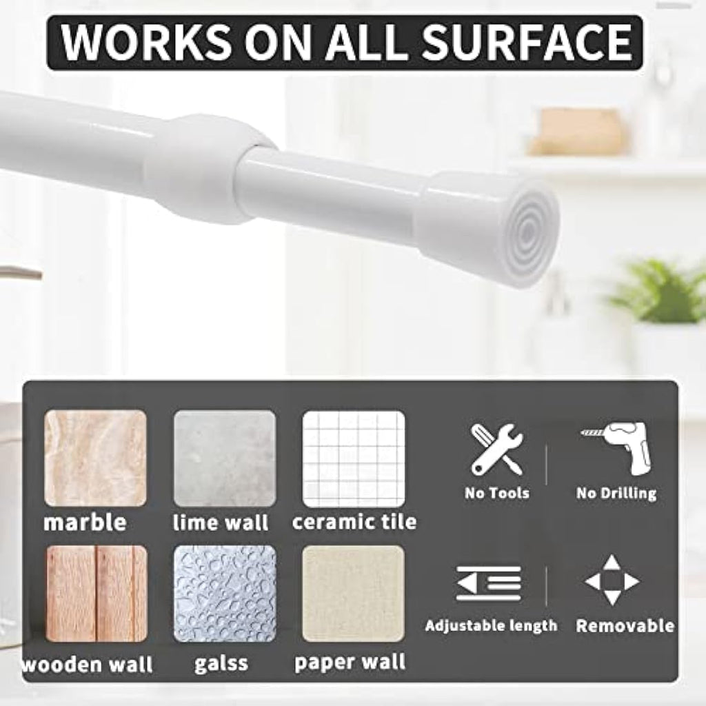 No-Drill Extendable Tension Curtain Rods, 105-190cm, 2 Pack