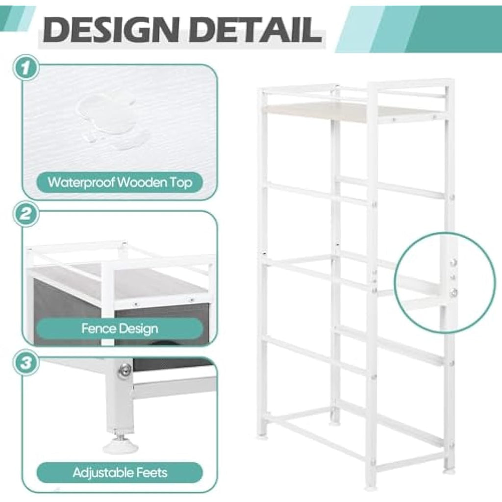 LIANTRAL Narrow Dresser | 4-Drawer Slim Vertical Storage Chest - Grey