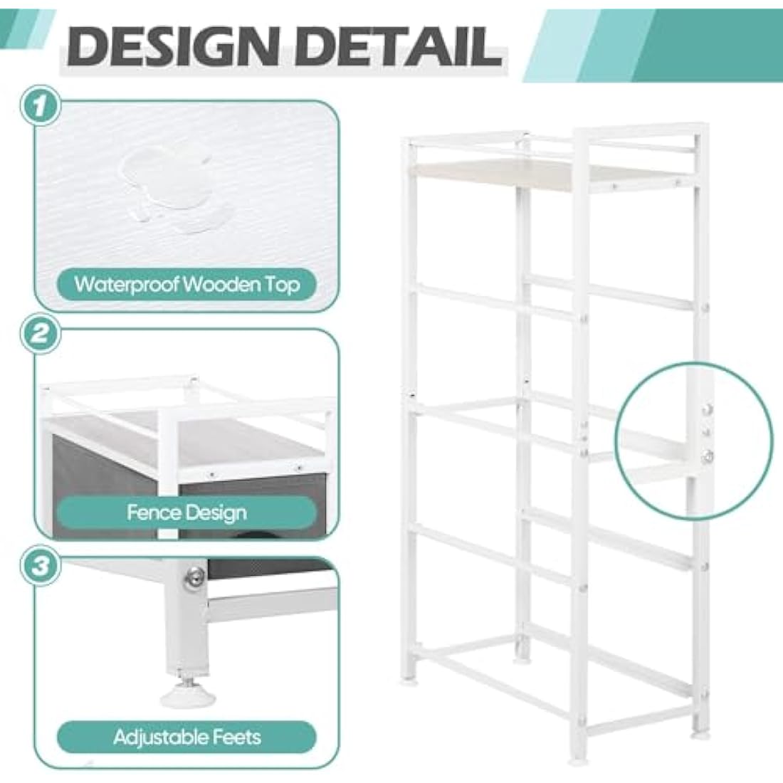 LIANTRAL Narrow Dresser | 4-Drawer Slim Vertical Storage Chest - Grey