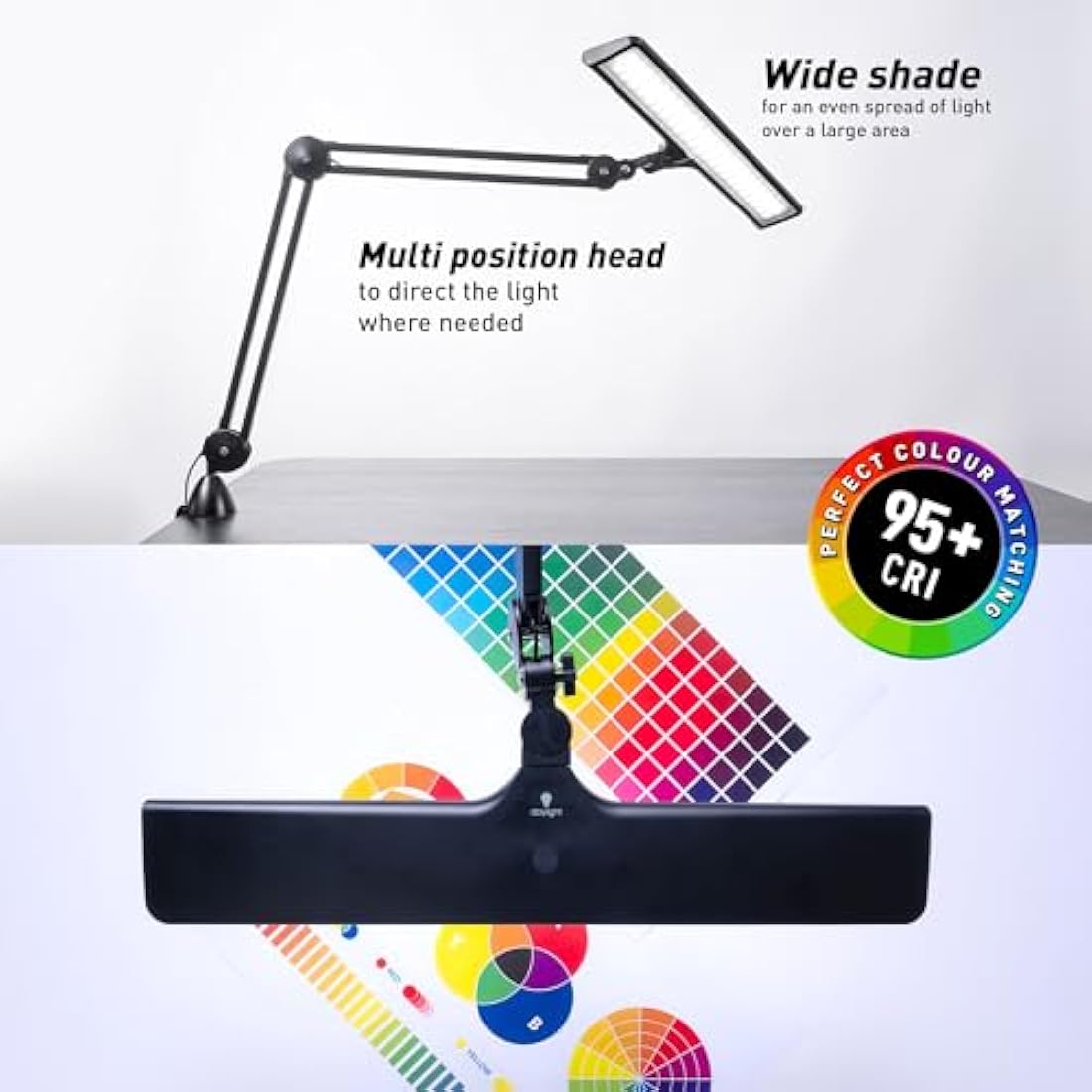 Daylight Lumi LED Task Lamp – 3800 Lux High CRI Desk Lamp - Black