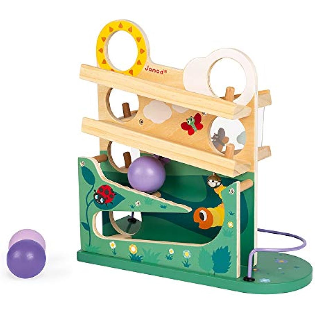 Janod Wooden Caterpillar Ball Track – Toddler Sensory & Motor Toy