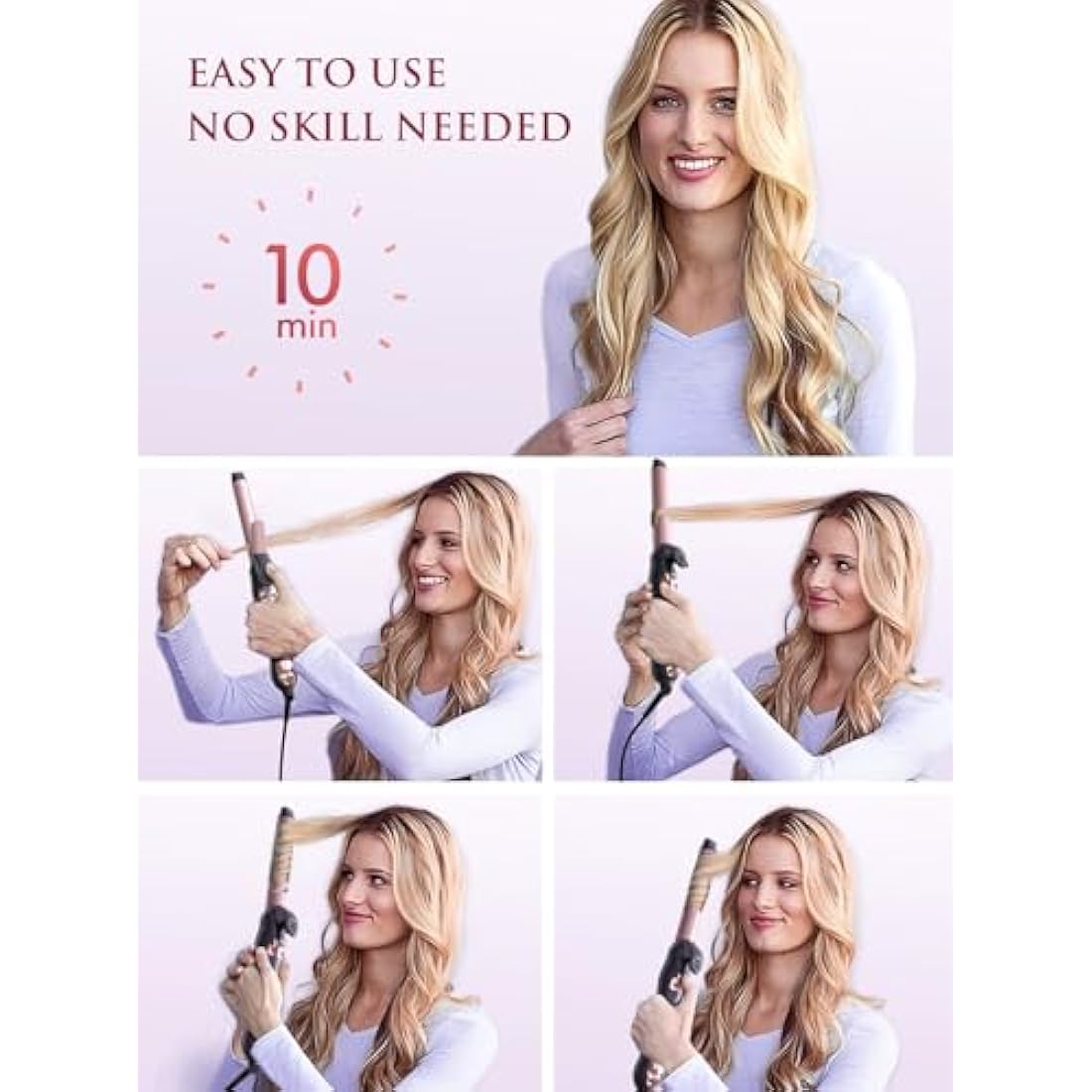 LANDOT Automatic Rotating Curling Iron | 25mm Ceramic Hair Wand