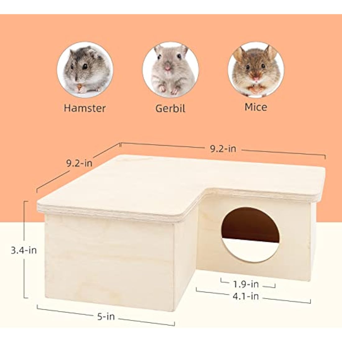 Niteangel 3-Chamber Hamster House – Birch Wood Maze Hideout for Dwarf Hamsters