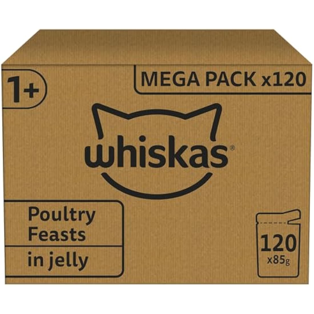 Whiskas 1+ Adult Wet Cat Food Poultry Selection in Jelly | 120 x 85g Pouches