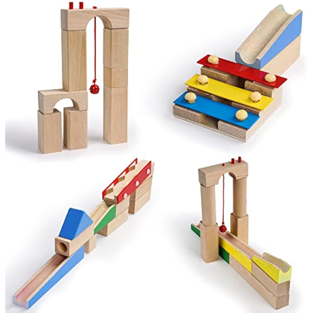 Calmado 200-Piece Wooden Marble Run Set – Beech Wood STEM Toy for Kids