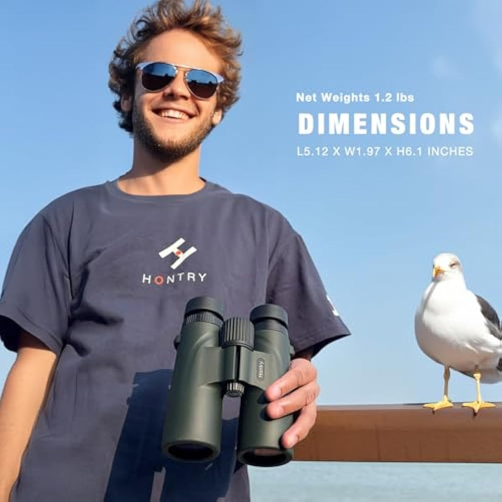Hontry 8x42 HD Binoculars | IPX6 Waterproof Bird Watching & Hunting