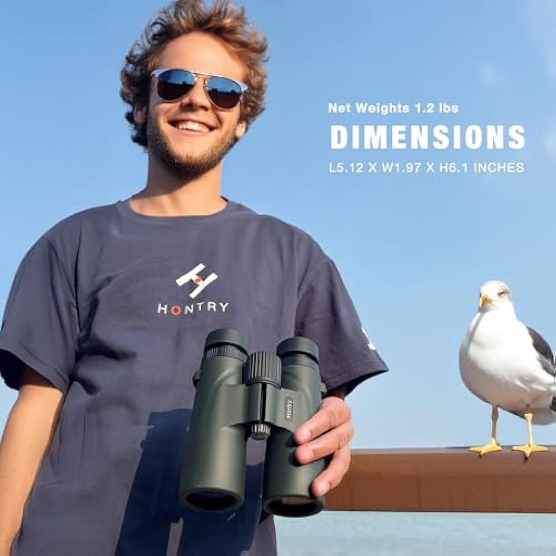 Hontry 8x42 HD Binoculars | IPX6 Waterproof Bird Watching & Hunting